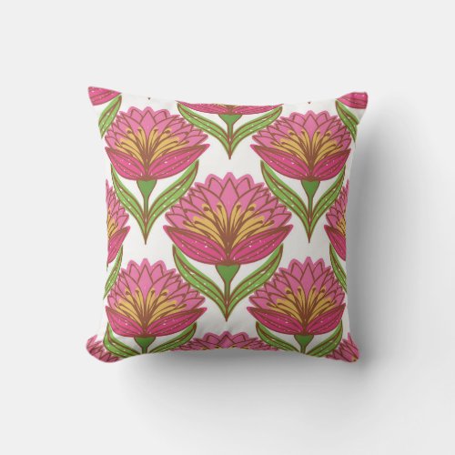 Floral Brightness Red White Vintage Throw Pillow