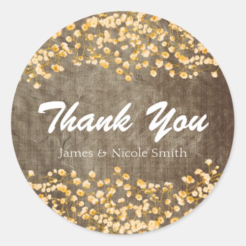 Floral Bronze Gold Elegant Wedding Favor Classic Round Sticker