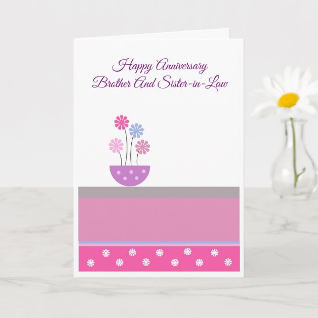 Floral Brother And Wife Personalised Anniversary Card (Small Plant)