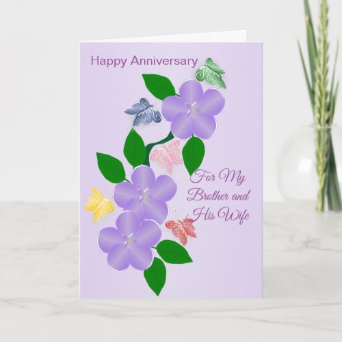 Floral Brother And Wife Personalised Anniversary Card