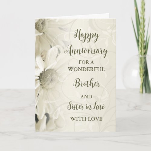 Floral Brother  Sister in Law Anniversary Card