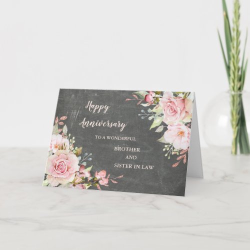 Floral Brother  Sister in Law Wedding Anniversary Card