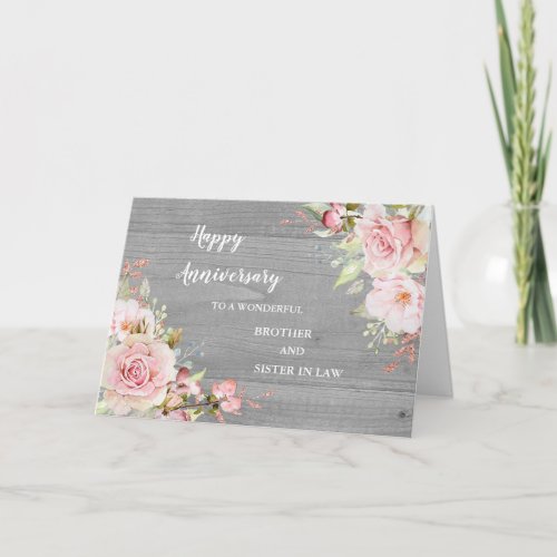 Floral Brother  Sister in Law Wedding Anniversary Card