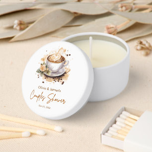 Floral Brown Coffee Themed Wedding Couples Shower Mini Candle Favors