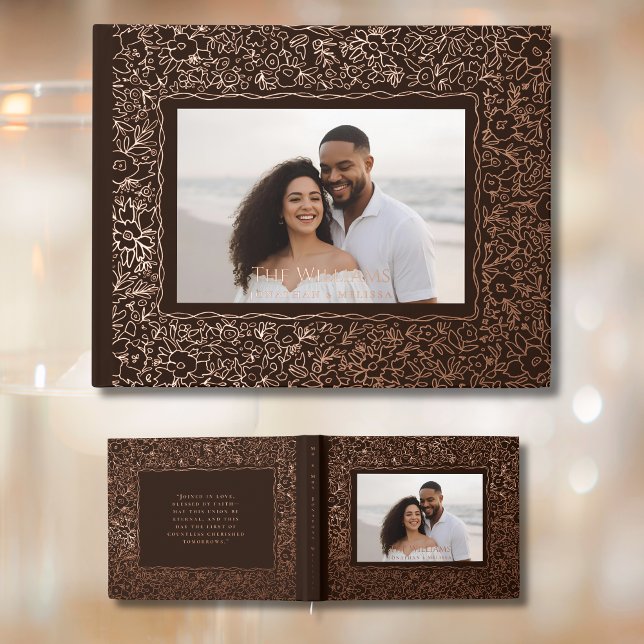 Floral Brown Foil Wedding Guest Book Photo Moody  (Creator Uploaded)