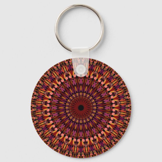 Floral Brown Mandala Design-48566 Keychain (Front)