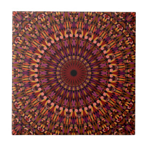 Floral Brown Mandala Design Ceramic Tile