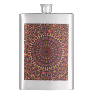 Floral Brown Mandala Design Flask