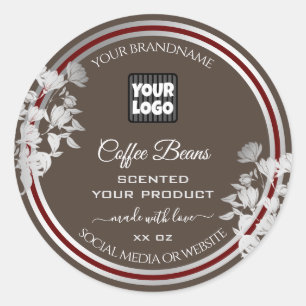 Floral Brown Product Packaging Labels with Logo