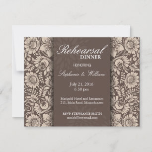 Floral Brown Rehearsal Dinner Card