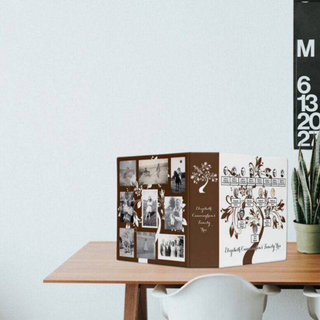 Floral Brown Silhouette Family Tree Photos  3 Ring Binder (Creator Uploaded)