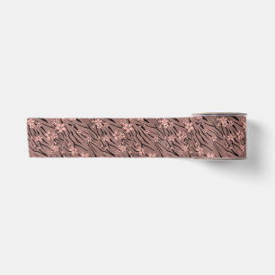 Floral, brown, tiger pattern satin ribbon