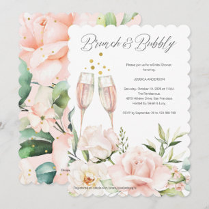 Floral Brunch and bubbly blush pink chic mimosa In Invitation
