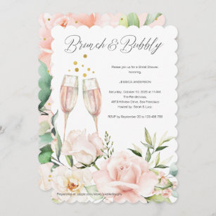 Floral Brunch and bubbly blush pink chic mimosa In Invitation