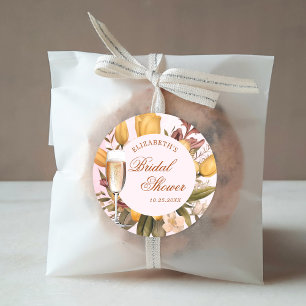 Floral Brunch And Bubbly Bridal Shower Classic Round Sticker
