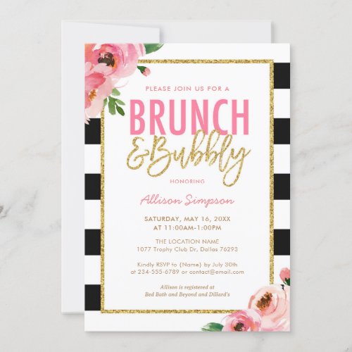 Floral Brunch and Bubbly Bridal Shower Invitation