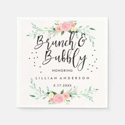Floral Brunch and Bubbly Bridal Shower Napkin
