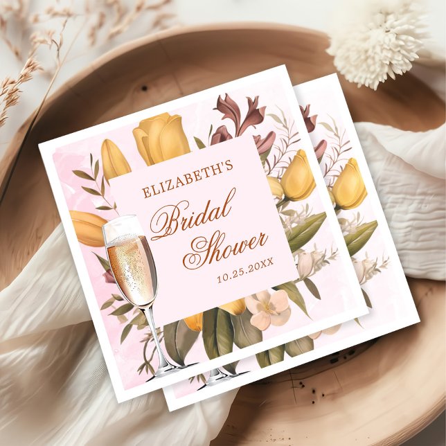 Floral Brunch And Bubbly Bridal Shower Napkins (Creator Uploaded)