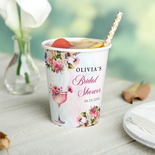 Floral Brunch And Bubbly Bridal Shower Paper Cups (Creator Uploaded)