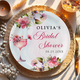 Floral Brunch And Bubbly Bridal Shower Paper Plates