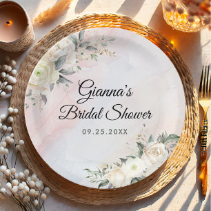 Floral Brunch And Bubbly Bridal Shower Paper Plates