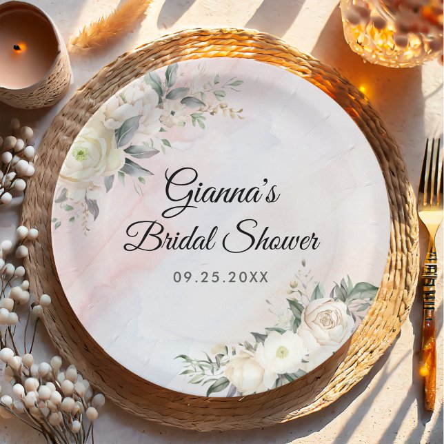 Floral Brunch And Bubbly Bridal Shower Paper Plates (Creator Uploaded)