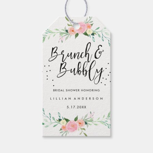 Floral Brunch and Bubbly Bridal Shower Tags