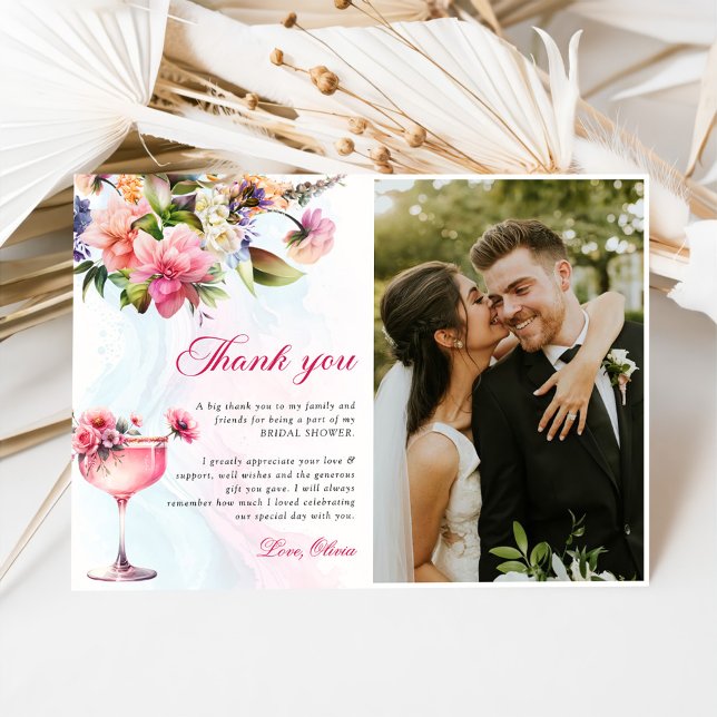 Floral Brunch And Bubbly Bridal Shower Thank You Card (Creator Uploaded)