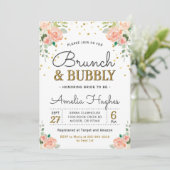 Floral Brunch and Bubbly Peony Gold Bridal Shower Invitation (Standing Front)