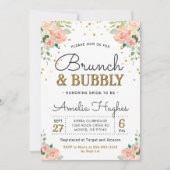 Floral Brunch and Bubbly Peony Gold Bridal Shower Invitation (Front)