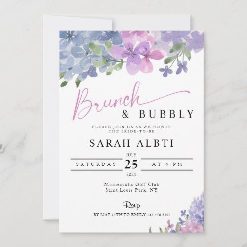 Floral Brunch  Bubbly Bridal Shower Invitation