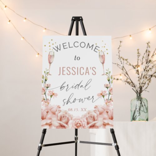 Floral Brunch  Bubbly Bridal shower welcome sign