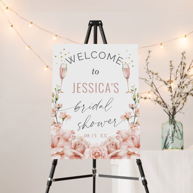 Floral Brunch & Bubbly Bridal shower welcome sign (In Situ (Stand))