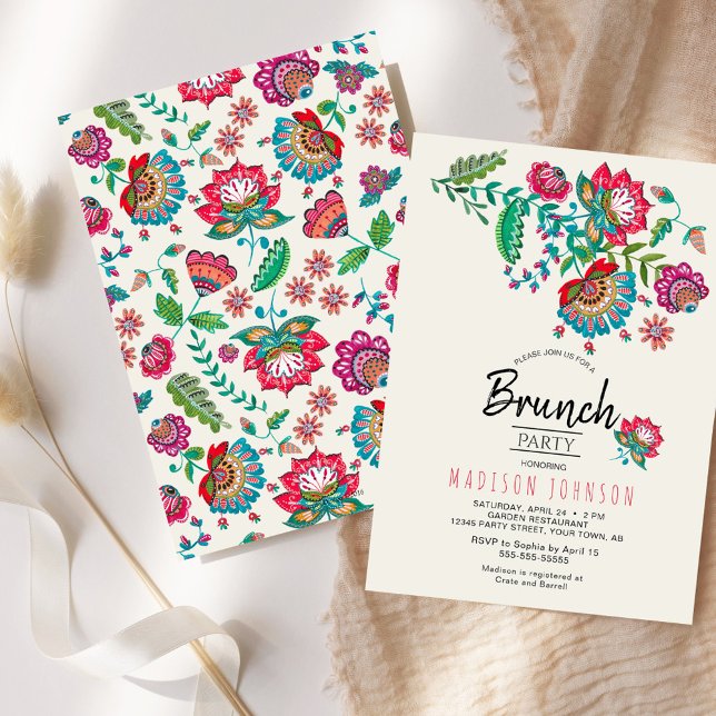 Floral Brunch Party Invitation Colorful Flowers (Floral Brunch Party Invitation Colorful Flowers)