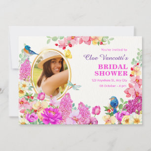 Floral brunch photo bridal shower invitation