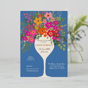 Floral Brunch Wine Glass Bridal Shower Foil Invitation