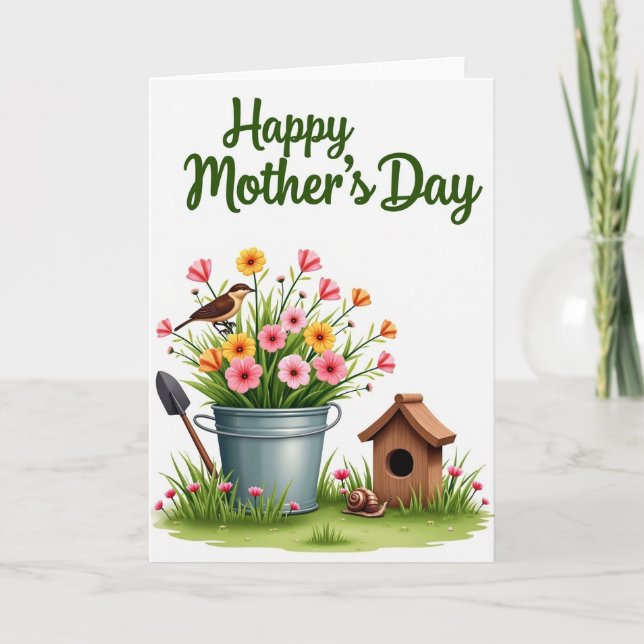 Floral Bucket Springtime Card (Front)