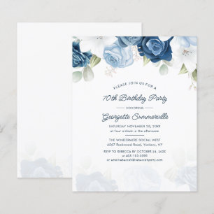 Floral Budget 70th Birthday Dusty Blue Party