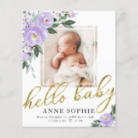 Floral Budget Birth Announcement Thank You Card