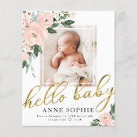 Floral Budget Birth Announcement Thank You Card