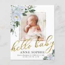 Floral Budget Birth Announcement Thank You Card