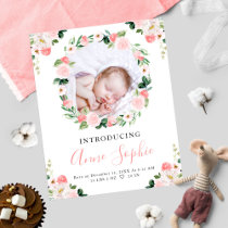 Floral Budget Birth Announcement Thank You Card