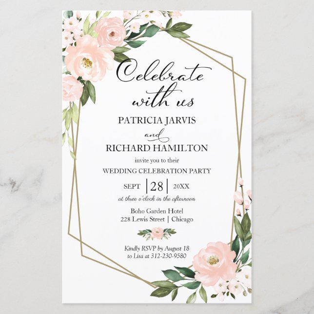 Floral Budget Casual Wedding 5.5x8.5 Invitation (Front)