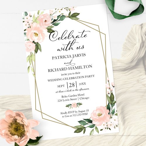 Floral Budget Casual Wedding 55x85 Invitation