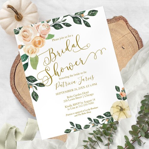 Floral Budget Fall Bridal Shower Invitation