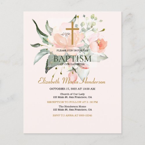 Floral BUDGETGirl Baptism Invitation