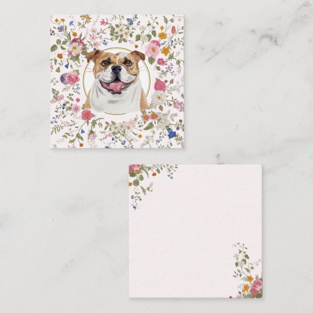 Floral Bulldog Dog Mom Notecard (Front/Back)