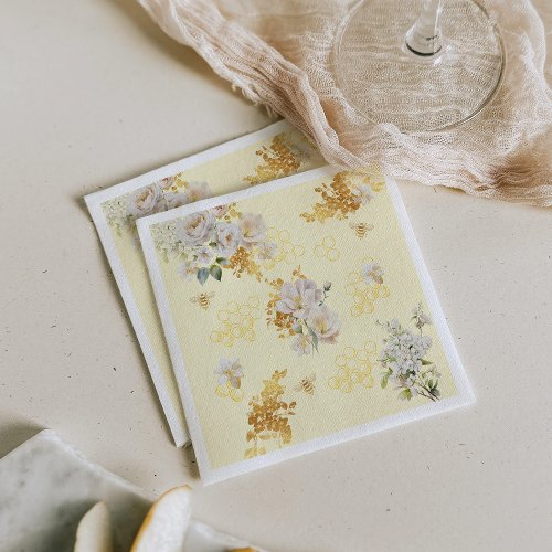 Floral bumble bee meadow napkins
