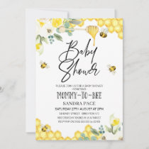 Floral Bumble Bee Themed Baby Shower Invitation