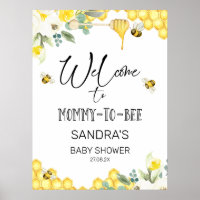 Floral Bumble Bee Themed Baby Shower Welcome Sign